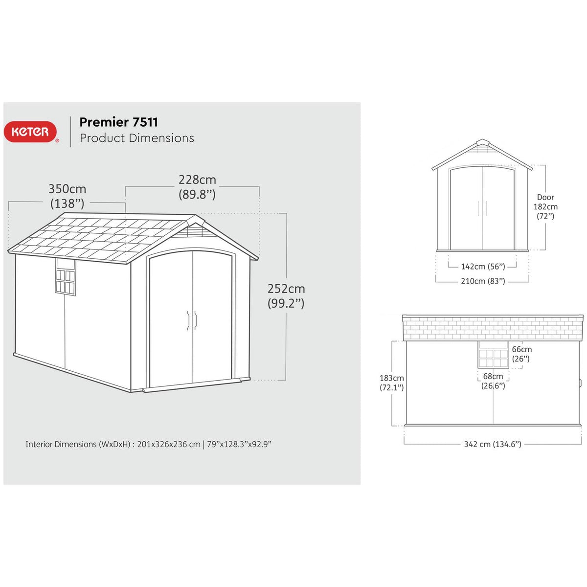 Keter Premier Apex Shed 7.5 × 11.5 ft
