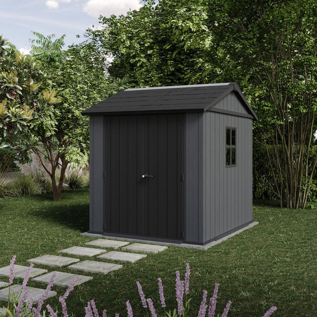 Keter Newton Plus Apex Plastic Shed 7.5 × 7 ft Grey