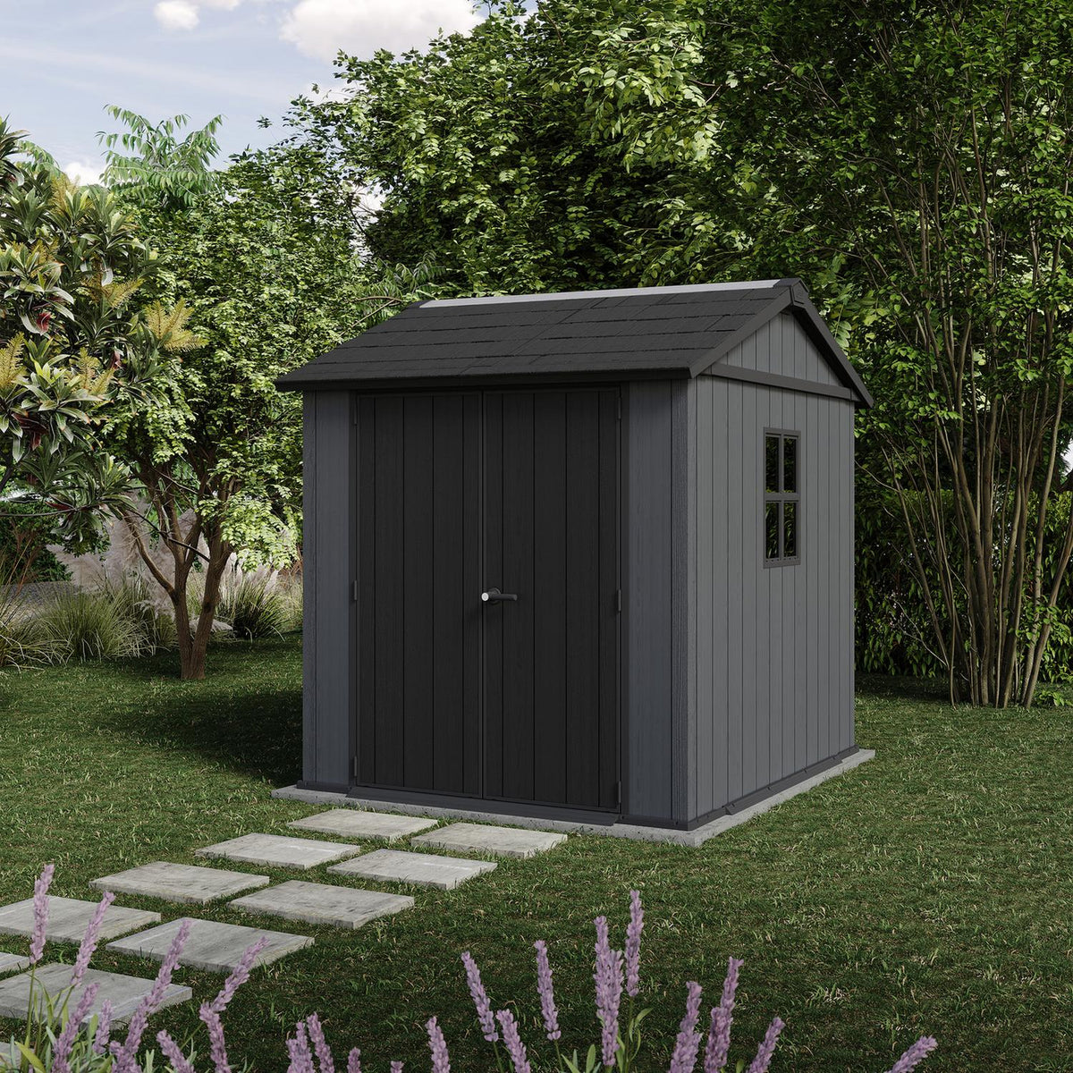 Keter Newton Plus Apex Plastic Shed 7.5 × 7 ft Grey
