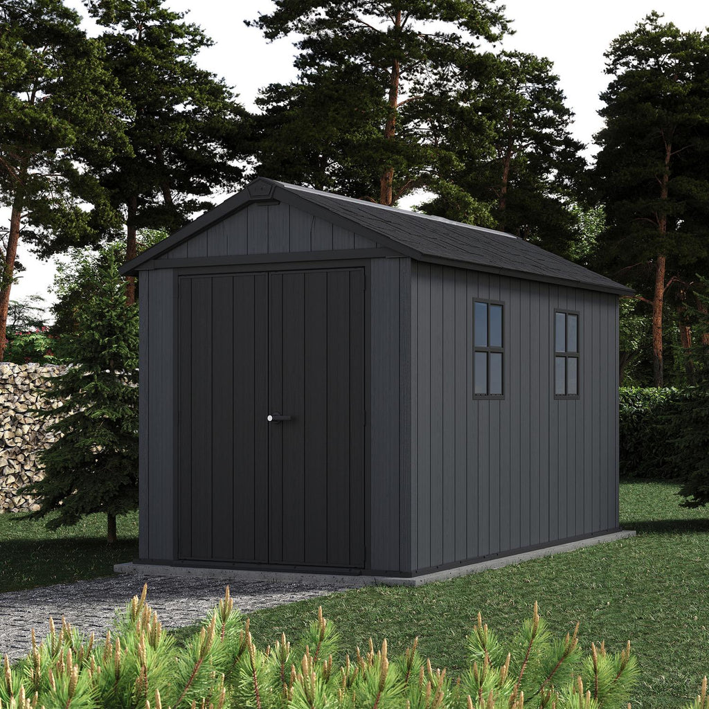 Keter Newton Plus Apex Plastic Shed 7.5 × 11 ft Grey