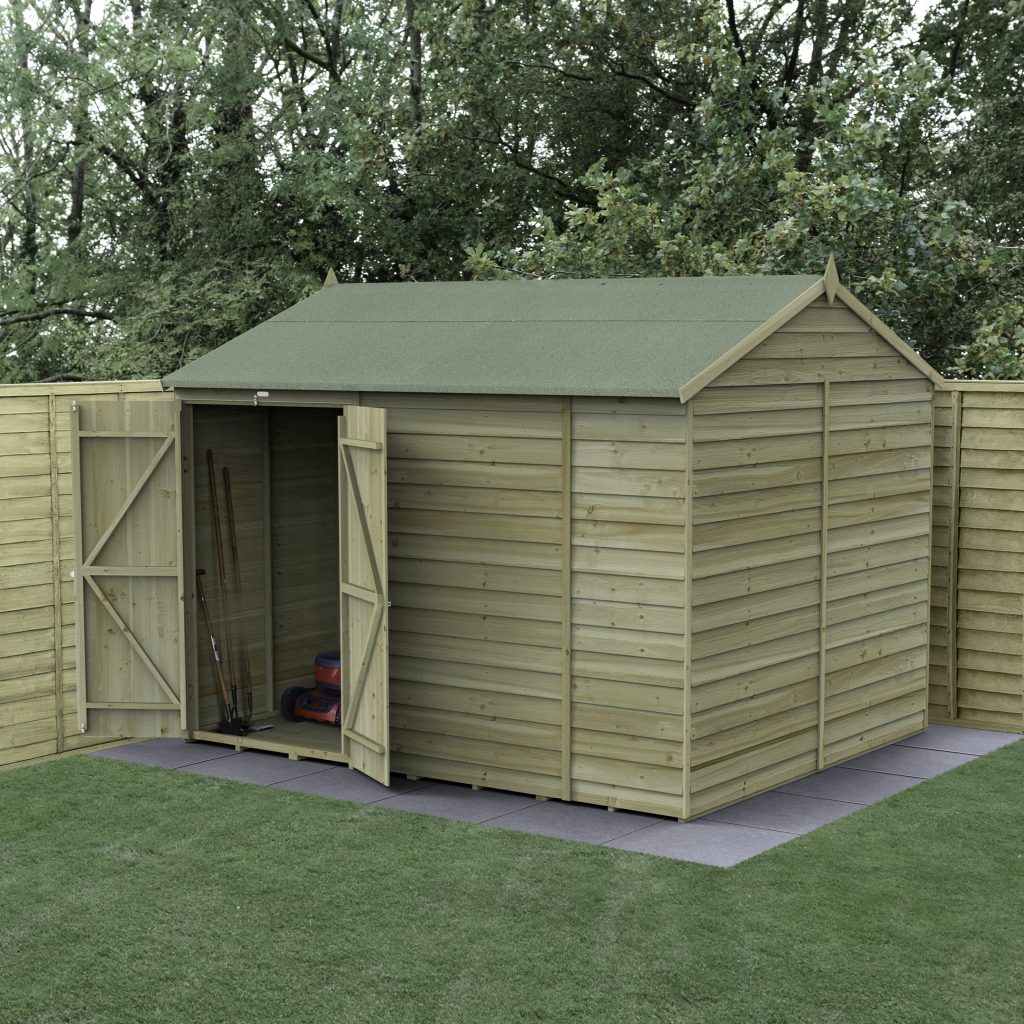 Forest 4Life Overlap Windowless Double-Door Reverse Apex Shed 10 × 8 ft