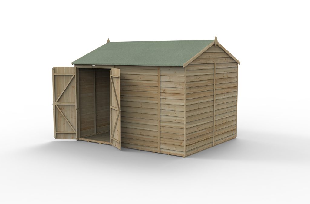 Forest 4Life Overlap Windowless Double-Door Reverse Apex Shed 10 × 8 ft