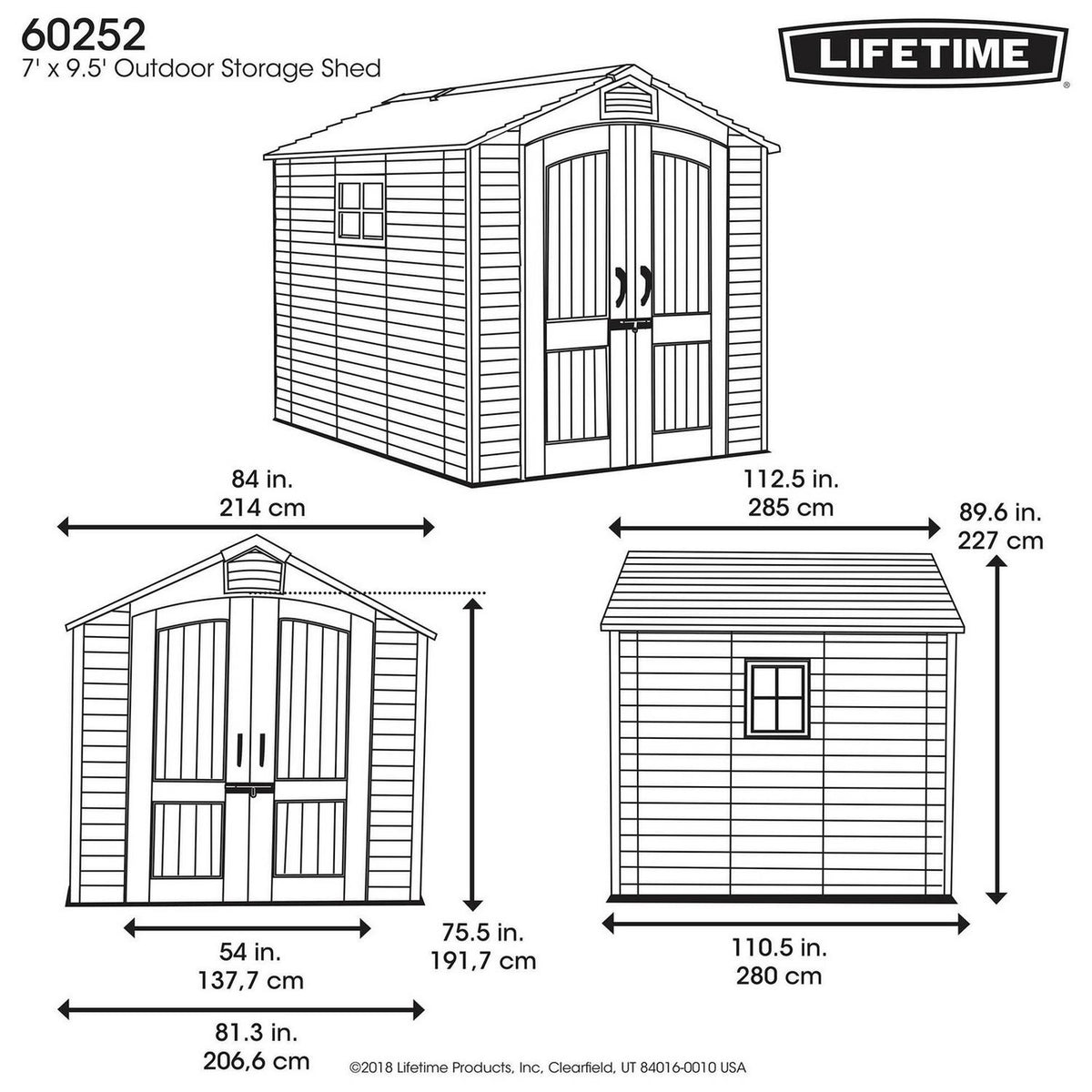 Lifetime Apex Outdoor Storage Shed 7 × 9.5 ft