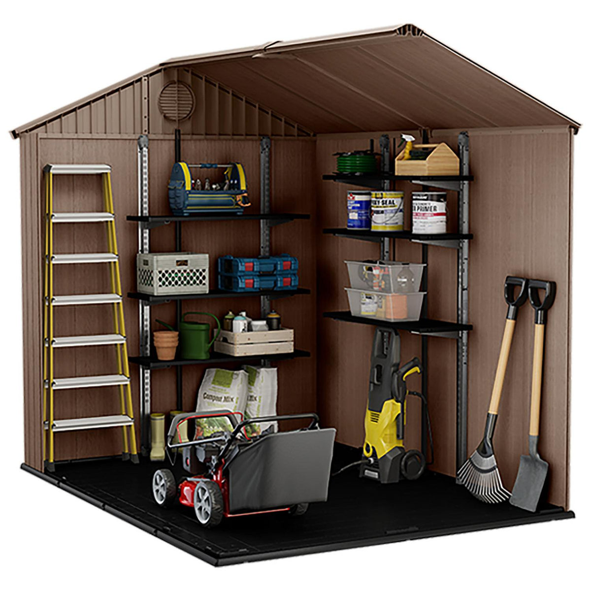 Keter Darwin Apex Garden Storage Shed 6 × 8 ft Brown