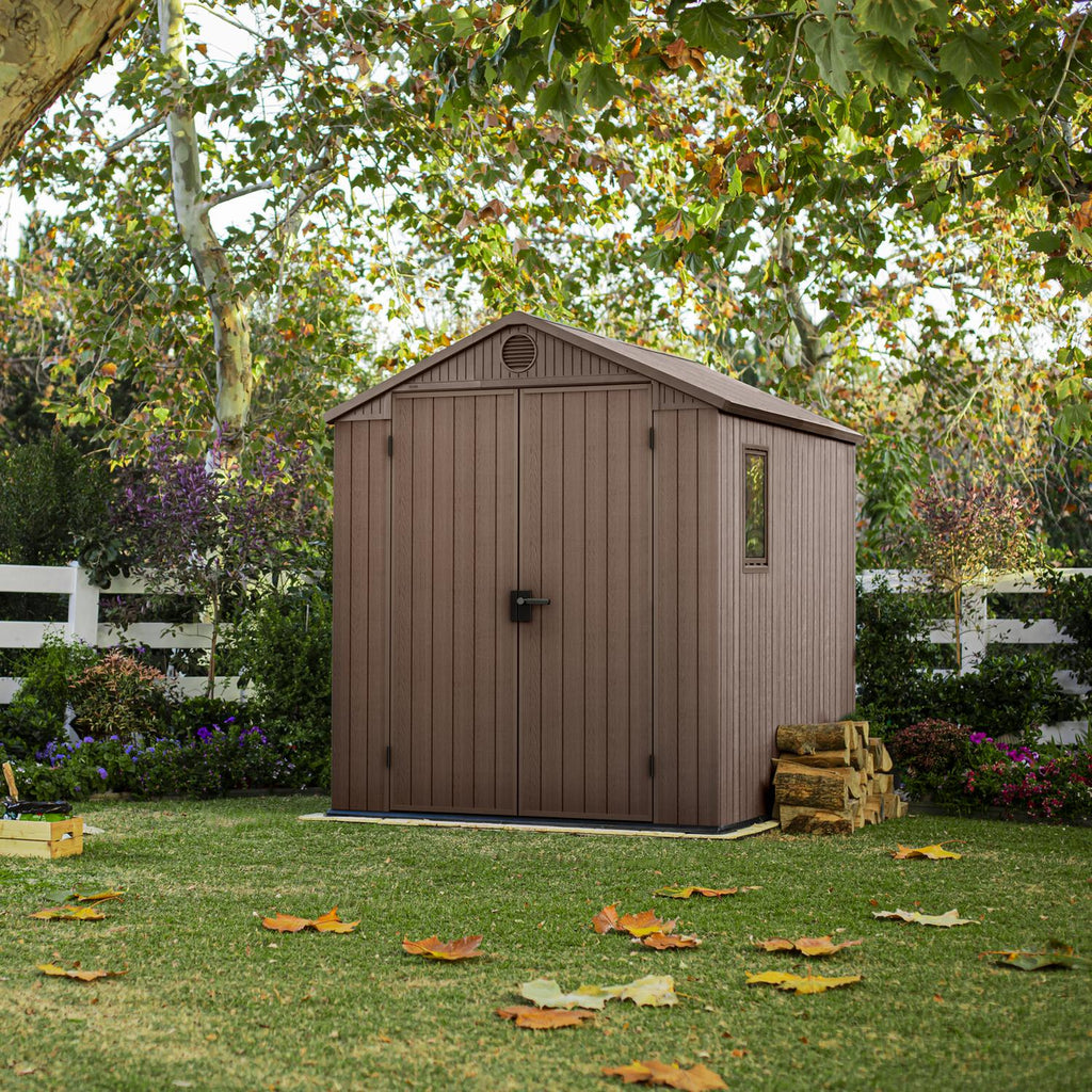 Keter Darwin Apex Garden Storage Shed 6 × 6 ft Brown