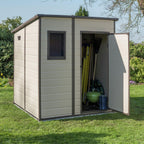 Keter Manor Pent Outdoor Garden Storage Shed 6 × 6 ft Brown