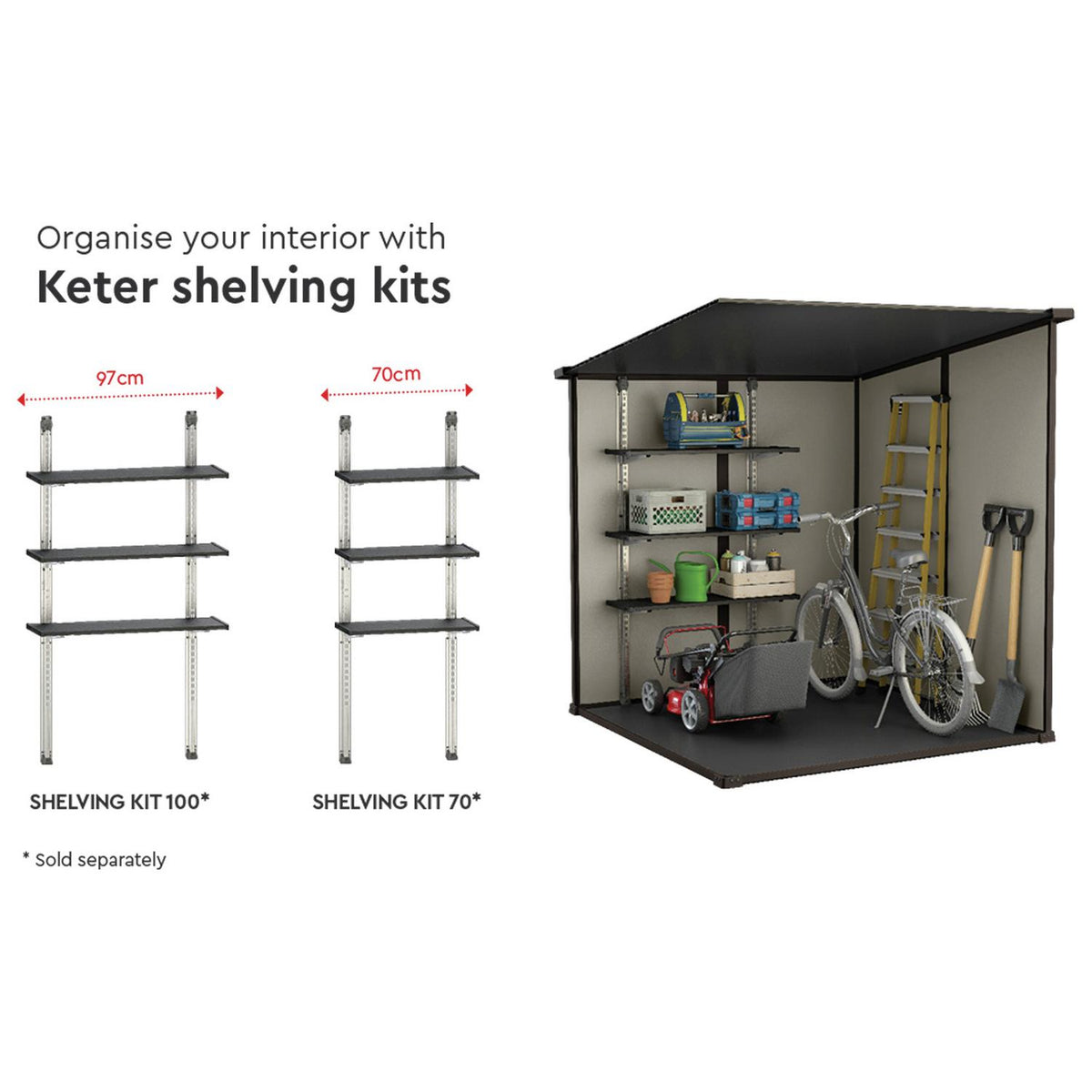 Keter Manor Pent Outdoor Garden Storage Shed 6 × 6 ft Brown