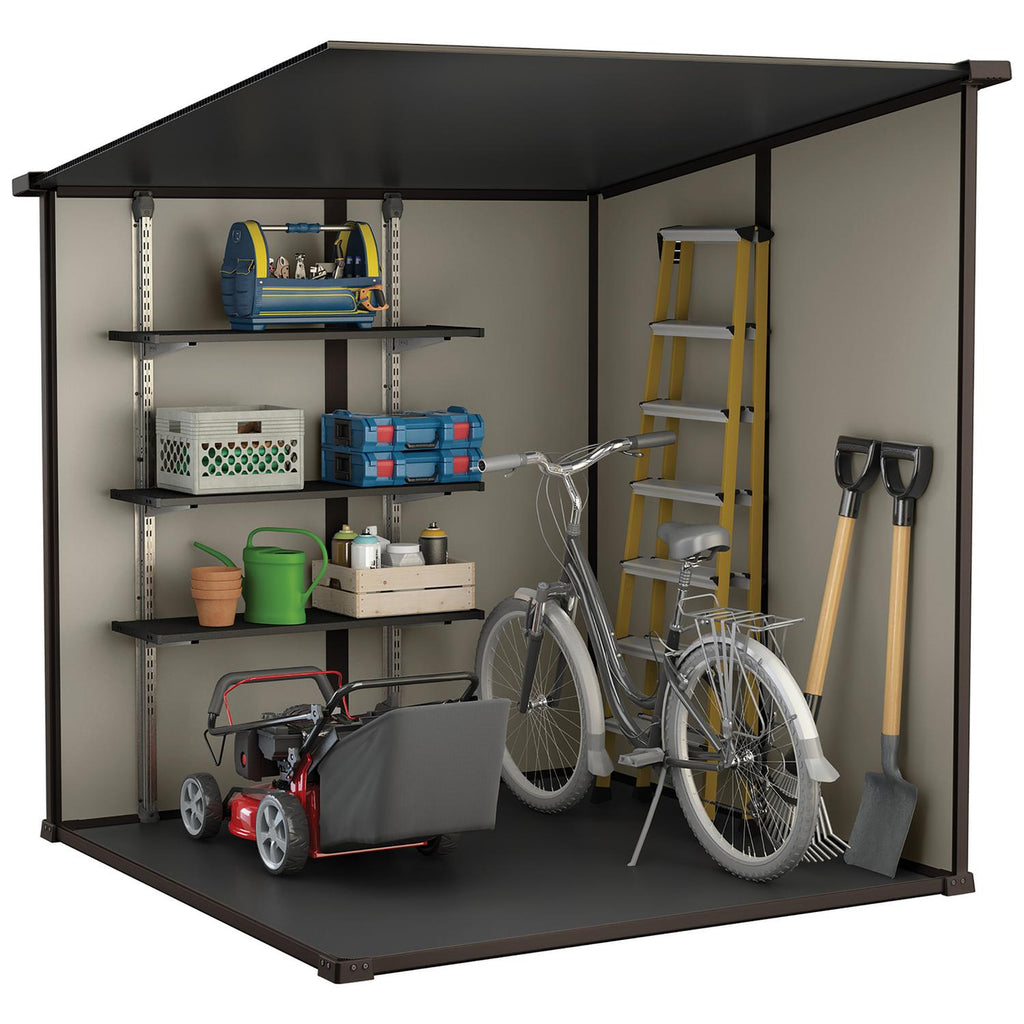 Keter Manor Pent Outdoor Garden Storage Shed 6 × 6 ft Brown