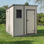 Keter Manor Pent Outdoor Garden Storage Shed 6 × 6 ft Brown