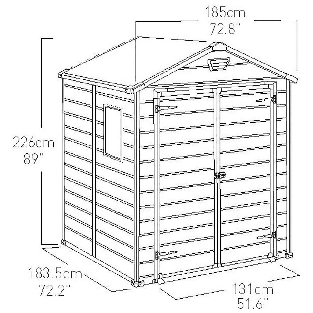 Keter Manor Pent Outdoor Garden Storage Shed 6 × 6 ft Brown