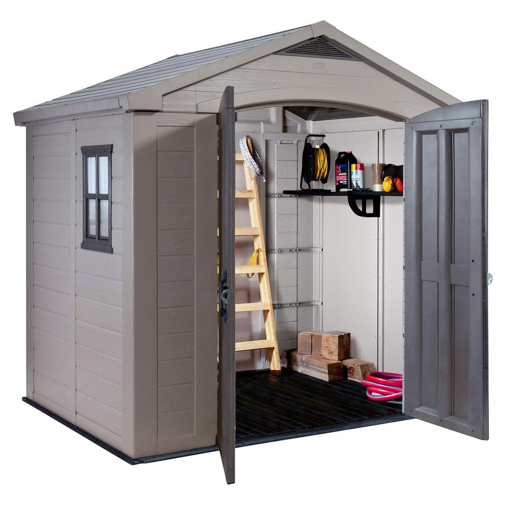 Keter Factor Apex Garden Storage Shed 8 × 6 ft Beige/Brown