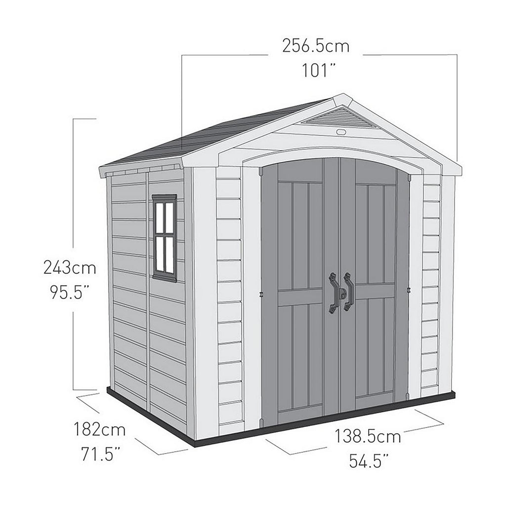Keter Factor Apex Garden Storage Shed 8 × 6 ft Beige/Brown