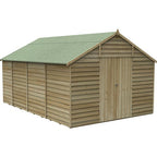 Forest 4Life Overlap Pressure Treated Windowless Double-Door Apex Shed 15 × 10 ft