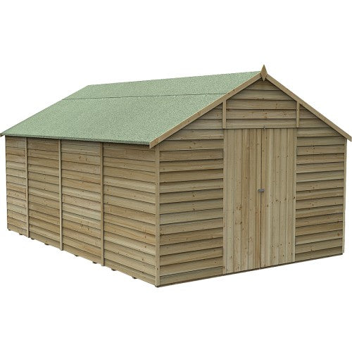 Forest 4Life Overlap Pressure Treated Windowless Double-Door Apex Shed 15 × 10 ft