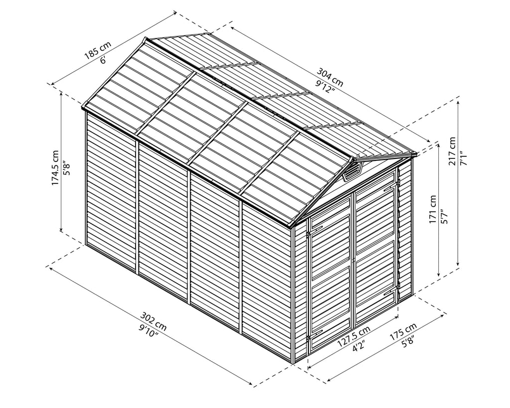 Palram–Canopia Skylight Dark Grey Plastic Shed 6 × 10 ft