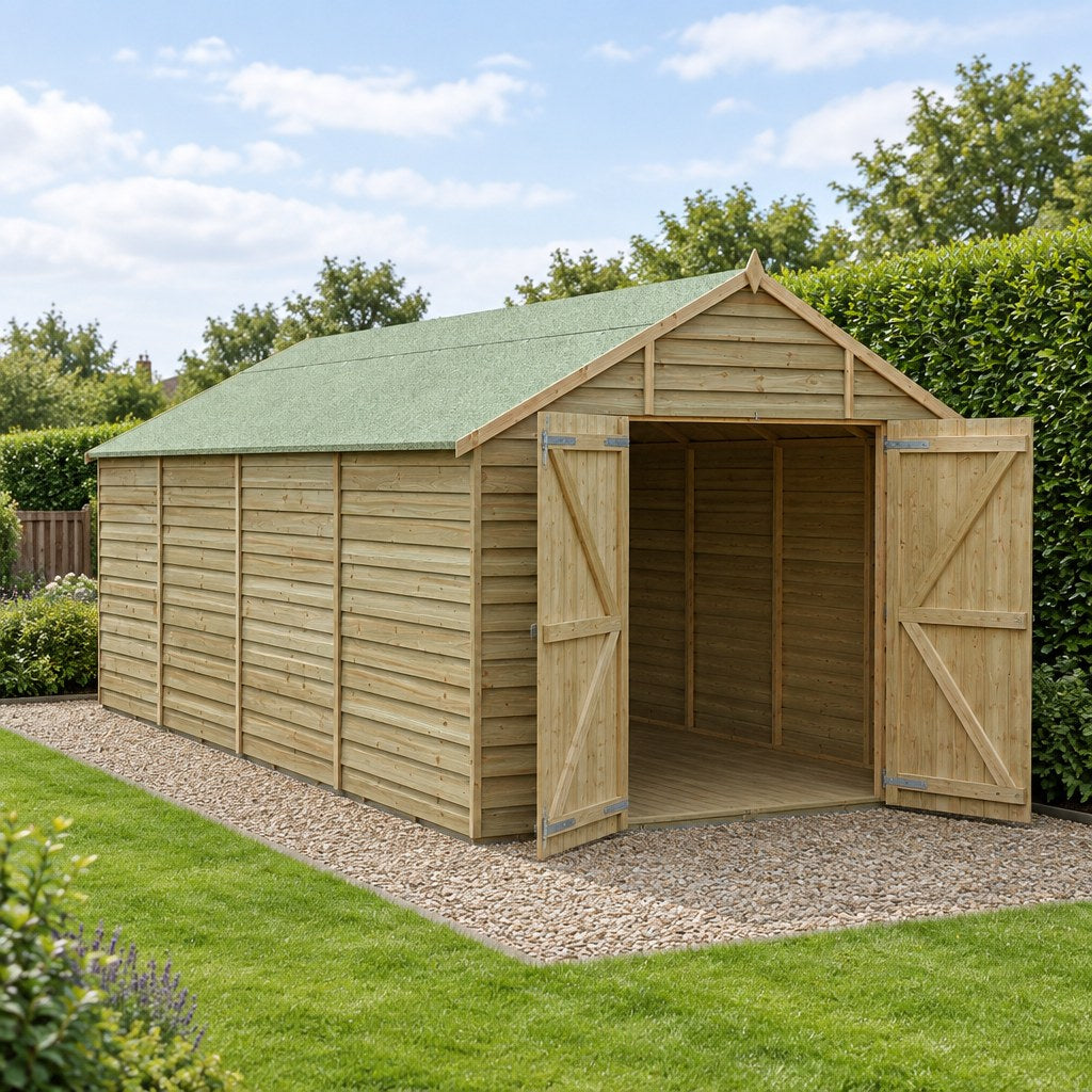 Forest 4Life Overlap Pressure Treated Windowless Double-Door Apex Shed 15 × 10 ft