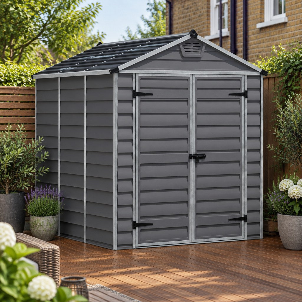 Palram–Canopia Skylight Dark Grey Plastic Shed 6 × 8 ft